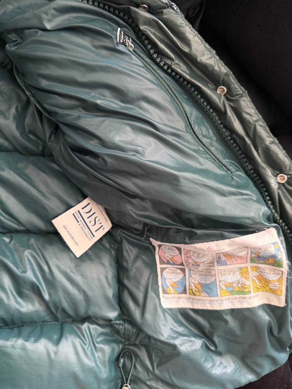 Moncler Teal Quilted Puffer Jacket with Logo Patch
